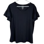 Nine West  Black Flutter Sleeves Short Sleeve Blouse Size XXL EUC #4121 Photo 0