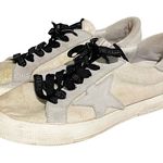 Golden Goose Womens Size 37/US 7 White Pink Glitter Distressed Low Top Sneaker Photo 0