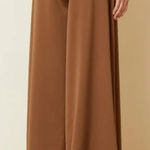 Soft Surroundings  Camel Brown Satin Wide Leg Trousers Pull-On Pants Medium Photo 0