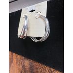 Bold Elements Triple Silver Hoop Earrings NWT Photo 2