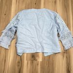 Boston Proper Blue Fringe Mirror Open Front Blazer Jacket Women’s Medium Photo 6