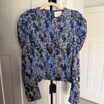 Tuckernuck Hyacinth House Blue Jacquard Priscilla Puff Sleeve Top Shirt Long Sleeve Blouse Photo 2
