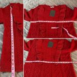 Red Dress Boutique  Fire Away Ruby Red Sweater Ruffle Front Metallic Trim M Photo 10