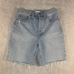 Madewell  Shorts Women's Size 24 Baggy Denim‎ Blue Jean Bermuda Button Fly Photo 0