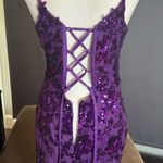 Women’s Purple Mermaid Fit Prom Party Dress Sparkly Sequins Lace Up Back Size 4 Photo 6