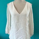 Shoshanna Ivory V-Neck Split Sleeves Blouse Minimalist Career Workwear Size S Photo 0