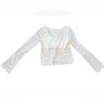See You Monday See You Monday Women's XL White Floral Lace Long Sleeve semi sheer Crop Top Photo 1