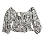 Lost + Wander NWT  Blue Leopard Size Medium Women Long Sleeve‎ Square Neck Top Photo 2