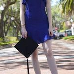Lulus navy blue ruffle asymmetrical dress Photo 0