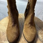 Lavorazione Artigiana Leather Boots Ruffled Design Cognac Brown Italian Size 36 Photo 5