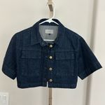 Triarchy  Phoebe Short Sleeve Denim Cropped Jacket in Dark Blue Denim Size Small Photo 1