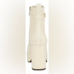 Guess NEW   Ivory  Platform Cushioned Logo Square Toe Block Heel Zip Boot Photo 2