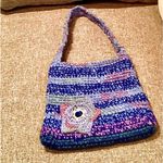 Crocheted Purse Multi Blue with White Specs Color Bag Photo 5