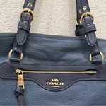 Coach C5689 Kleo Carryall Denim Blue Pebbled Suede Leather Satchel Shoulder Bag Photo 6