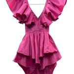 Abyss By Abby Women's Pink Ruffled Satin Mini Dress Size Small Party Photo 1