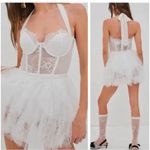 For Love & Lemons NEW Bustier Mini Gown Bridal Ruffle BodySuit Dress L Photo 2