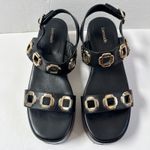 Larroude Milan Sandals Flatform Platform Black Leather Size 9 Photo 1