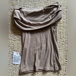 Topshop NWT Top Shop Off-Shoulder Cowl Neck Ribbed Top in Taupe - XS Photo 1