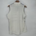 Adidas Womens Golf Polo Shirt Sleeveless XL White Blue Stripe Crew Neck Athletic Photo 5