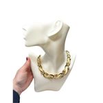 Trifari signed gold and creme colored leaf linked statement necklace Photo 1