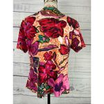 Mirror Image Tee Shirt Women M Colorful Floral Sequin Short Sleeve V Neck Cotton Size M Photo 4