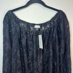 J. VALDI Womens Floral Crochet Lace Tunic Swim Cover Up Dress Black NEW Sz Large Photo 1