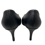 Fendi Heels Womens 36.5 FF Buckle Pumps Black Gold Leather Round Toe Slip On Photo 4