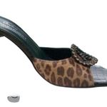 Donald Pliner Sand Leopard Hair Calf Leather Rhinestone Slide Shoe New $325 NIB Brown Size 9 Photo 1