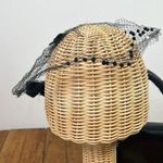 Vintage 1960s Elegant Black Net Hat hair piece bows and rhinestones Photo 0