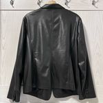 Chico's Blazer Jacket Women Size 18 Black Professional Faux Leather Edgy Evening Photo 1
