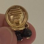 Liz Claiborne  Clip On Earrings w Beaded Dangles Black & Gold Tone Photo 4