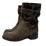 Garnet Hill  Suede Moto Combat Boots Brown Size 8 Photo 2