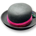 Vintage Toucan New York Hat 100% Wool Felt Bowler Derby Fedora Flowers Made USA Black Photo 3