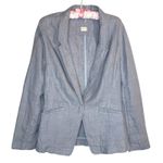 Poetry Blue 100% Linen Lightweight Blazer Jacket Sz 6 Pockets Unlined Lagenlook Photo 0