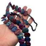 Vintage Cleopatra Purple Beaded Pendant Necklace & Circular Earrings Set Photo 11