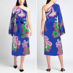 Borgo de Nor Aubrey One Shoulder Crepe Fringe Dress NWT Size 2 US (6 UK) Blue Photo 13