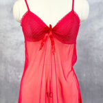 Very Sexy Chemise Nightie Slip Dress Womens 10 Red Sheer Whimsy Fairy Dainty Photo 0