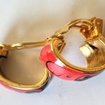 Vintage Red Black Enamel Gold Hoop Clip Photo 4