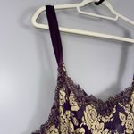 Cacique  Chemise Nighty Size 26/28 Purple Gold Floral Lace Semi-Sheer Negligee Photo 4
