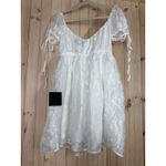 Lulus NWT  Exceptionally Angelic White Floral Puff Sleeve Mini Dress Summer Sze M Photo 2