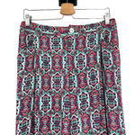 Anthropologie Elevenses South Shore Pants Geometric Wide Leg Pink Teal Size 8 Photo 3