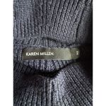 Karen Millen Mock Neck Wool Blend Sweater navy gray sleeves small Photo 12