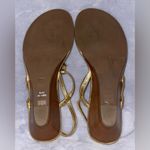 Tory Burch Women’s Emmy Demi Wedge Gold Thong Sandals Metallic Leather 1138206 Photo 7