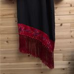 Vintage Y2K Clio Sz Large Red Black Silk Mandarin Asian Jacket Flapper Dress Set Photo 5