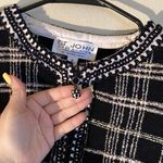 St. John Tweed Knit Women Zipper Blazer Size 10 Black Lime Green Tan & White Photo 1