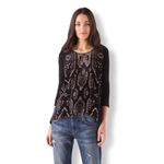 Rebecca Taylor  Burnout Velvet Top | Black & Pink | Long Sleeve | Size 6 Photo 1