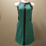 Sea New York‎ Womens Colorblock Sleeveless Leather Trim Dress Green Black Size 2 Photo 1