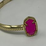 Kendra Scott Elton Open Cuff 14k Yellow Gold Plated Hot Pink Pinch Bracelet Photo 0