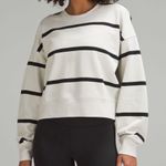 Lululemon NEW  Perfectly Oversized Cropped Crew Stripe Sweater Size 2 Cream NWOT Photo 0