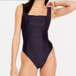 J.Crew Plus Size 24 Black Ruched Squarenck One Piece Swimsuit NWT Classic Staple Photo 1